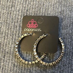Paparazzi Silver Sparkling Hoop Earrings